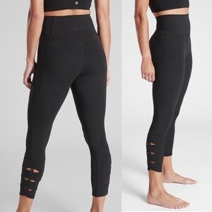 Athleta Salutation Stash Pocket II Cinch 7/8 Leggings Black Size XS High Rise